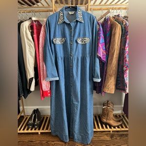 Vintage Denim dress in western look with embellishments